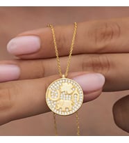 925 Ayar Gümüş Gold Fil Motifli Şans Kadın Kolye (Karışık)