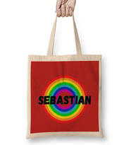 Sebastian-Name personalized Custom - vintage Retro Rainbow Style Design Gift Baby-Gift For Him Bez Çanta Uzun Saplı