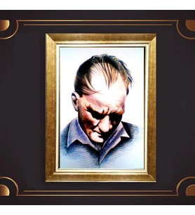 Özel Seri Paspartulu Çerçeveli Atatürk Tablo l448 (Gold)