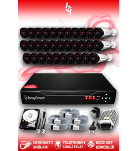 BAYICAM 32 Kameralı Uzay 32 Dış Kamera Set 320 GB HDD Full HD Gece Görüşlü Güvenlik Kamerası Sistemi