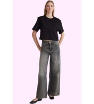 Kadın Geniş Paça Baggy Jeans Kot Pantolon Pamuk Günlük Kombinler Yaz Aylarının Vazgeçilmezi (Koyu Mavi)