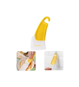 Çizmez Silikon Bulaşık Kazıyıcı Spatula Fırça Tava Tepsi Ocak Yağ Leke Temizleme Hamur Spatulası (Sarı-Beyaz)