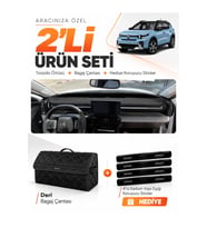 CİTROEN C3 AİRCROSS (2023-2026) Uyumlu Torpido Örtüsü + Deri Bagaj Çantası + Sticker Seti - Siyah