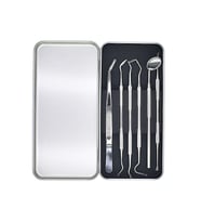 Valkyrie 6 adet Metal Kutulu Paslanmaz Çelik Diş Tartar Dil Temizleme Dental Ağız Bakım Seti