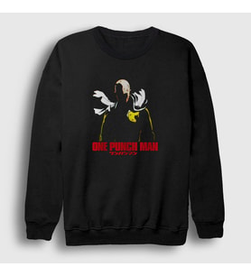 Presmono Unisex Siyah Saitama Anime One Punch Man Sweatshirt 240757tt