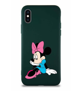 Apple iPhone XS Soft Premier Kapak Minnie Mouse-E Tasarımlı Silikon Kılıf - Yeşil (Şeffaf)