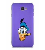 Samsung Galaxy J7 Prime 2 Soft Premier Kapak Donald Duck-A Tasarımlı Silikon Kılıf - Mor (Şeffaf)