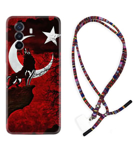 Huawei Nova Y70 Y90 Nova 9 SE  Kılıf Boyun Asklı Rasta Silikon Wolf and Moon 2 1381