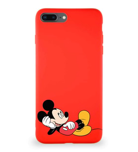 Apple iPhone 8 Plus Soft Premier Kapak Mickey Mouse-F Tasarımlı Silikon Kılıf - Kırmızı (Şeffaf)