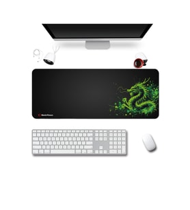 SonicTouch UltraGrand Siyah Neon Yeşili Ejder Dragon Dikişsiz Xxl Oyuncu Klavye Mouse Pad 40x90Cm