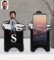 BK Gift Kişiye Özel Plakalı Erkek Fiat Egea Karikatürlü Ahşap Biblo Telefon Standı-1