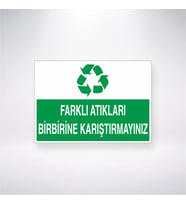 Farklı Atıkları Birbirine Karıştırmayınız 21x28 Arkası Yapışkanlı Levha