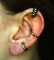 Vintage Antik 3'lü Deliksiz Ear Cuff Ayarlanabilir Kıkırdak Küpe Seti  eukk4 (Sarı)