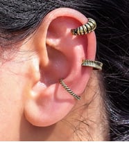 Vintage Antik 3'lü Deliksiz Ear Cuff Ayarlanabilir Kıkırdak Küpe Seti  eukk4 (Sarı)