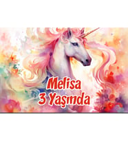 Büyük Unicorn Temalı Doğum Günü Afişi 100x150 cm