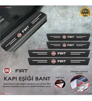 Fiat  Logolu Karbon Kapı Eşiği Koruyucu Suni Deri 4'lü Set