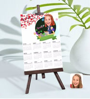 BK Gift Kişiye Özel 15x21 cm Fotoğraf Kartlı Kadın En İyi Öğretmen Karikatürlü Şövaleli 2024 Takvim-1