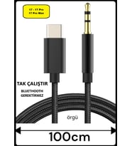 Iphone UYUMLU 17 17 Pro 17 Pro Max Aux Kablo Type C Örgü Hasır Dac Çipli Kablo Tak Çalıştır