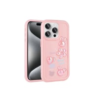 Apple iPhone 15 Pro Max Uyumlu Kılıf Kabartma Figürlü Parlak Zore Toys Silikon Kapak (Pembe)