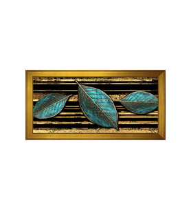 Renkli Yapraklar Soyut Motifli Kanvas Tablo 50 x 70 cm Gold Çerçeve