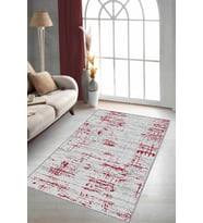 Kırmızı Vintage Kaymaz Taban Makinede Yıkanabilir Halı ES08 - 100 x 160 cm