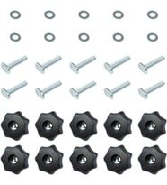 Powertec 71481 T-Track Topuz Takımı, 7 Yıldızlı Dişli 1/4-20 Düğmeler, T-Cıvatalar Ve Ağaç İşleme Ji