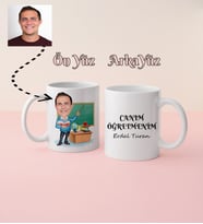 Karikatürlü İsimli Öğretmen Kupa Bardak Kişiye Özel