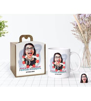 BK Gift Kişiye Özel Ahşap Kutuda Anneler Günü Temalı Melek Annem Karikatürlü Beyaz Kupa Bardak-1