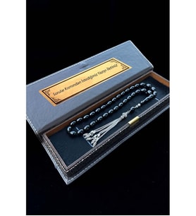 Sertifikalı Premium Üst Kalite 925 Ayar Gümüş Püsküllü Siyah Ateş Kehribar Tesbih