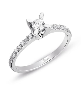 0.39 Ct. Kolları Taşlı Tektaş Pırlanta Yüzük (Beyaz)