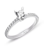 0.39 Ct. Kolları Taşlı Tektaş Pırlanta Yüzük (Beyaz)