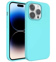 iPhone 14 Pro Max Kılıf Sıvı Teknolojili Silinebilir Kamera Çıkıntılı Lansman Sert Silikon (Turkuaz)