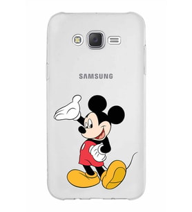 Samsung Galaxy J7 Kapak Mickey Mouse Tasarımlı Şeffaf Silikon Kılıf