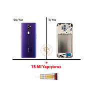 Oppo A5 2020 Mor Uyumlu Lensli Orta Kasa + B7000 Yapıştırıcı Full Kasa Kapak Gövde Housing