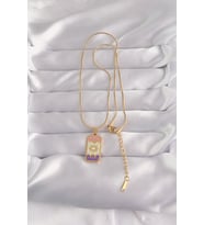 316L Çelik Gold Renk Karışık Mineli Ay Figür Tarot Kolye 5886 - SSSSSS6660-2762