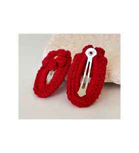 Amigurumi Örgü Çocuk Çiçek Toka Kırmızı Tek Ebat
