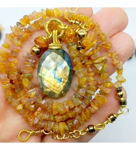 2714 Labradorit Opal elyapımı kolye