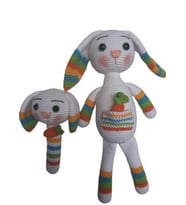 Şapşik Tavşan Uyku Arkadaşı ve Çıngırak Amigurumi Organik Oyuncak