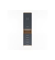Hyperion Dolap 3 Raflı 6 Çekmeceli 2 Kapaklı 60x44x243 Çam-Antrasit
