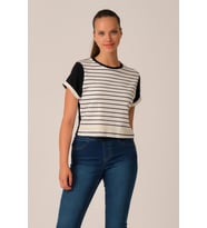 ALEXANDERGARDI ÇİZGİLİ CROP T-SHİRT (B21-32600) (Lacivert)
