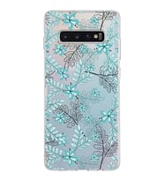 Samsung Galaxy S10 Plus Kapak Floral Su Yeşili Tasarımlı Şeffaf Silikon Kılıf