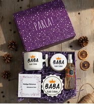 Kişiye Özel Baba Hediye Kutusu - Kişiye Özel T Kupa, Kolonya, Bardak Altlığı, Mum Babalar Günü Hediyesi (Beyaz)