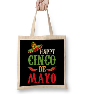 Cute Happy Cinco De Mayo Sombrero Peppers May 5th Bez Çanta Uzun Saplı