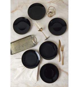 Keramika Siyah Gold Ege Pasta Tabağı 20 Cm 6 Adet