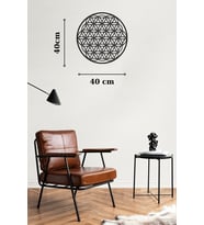 Yaşam Çiçeği Tekli Mdf Duvar Dekorasyon Ürünü 40x40 Cm (Siyah)