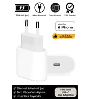 iPhone Tüm Serilere Uyumlu 20w Hızlı Şarj Aleti 7 8 X 11 12 13 14 15 16 İçin Type-C Girişli Adaptör