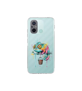 Redmi 12C ile Uyumlu Splash Bukalemun Tasarımlı Şeffaf Silikon Kılıf