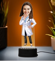 Doğum Günü Hediyesi,Sevgiliye Hediye, Kişiye Özel Fotoğraflı Kadın Doktor2 Karikatür 3D Led Lamba (Beyaz)