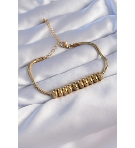 316L Çelik Gold Renk Oval Figürlü Bileklik 5886 - HPSBYI4610-2976