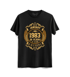 Vintage Gold Awesome Series January 1983 Siyah Tshirt